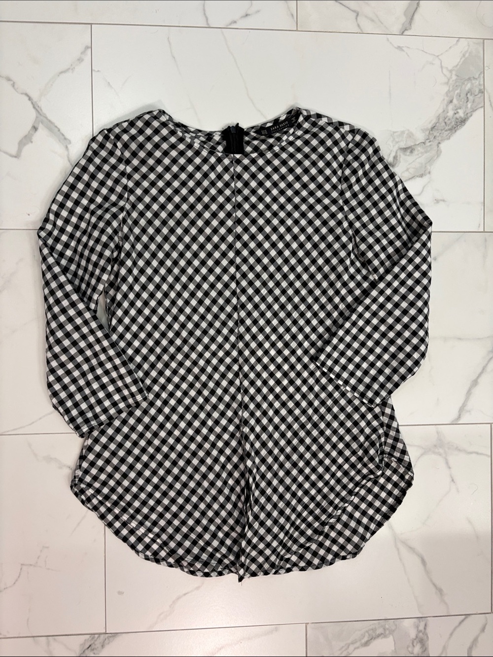 Zara Black and White Gingham Blouse